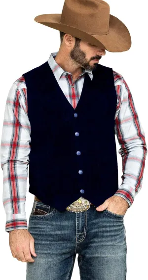 Men's Suede Vest Western Cowboy Jacket Summer Steampunk Waistcoat