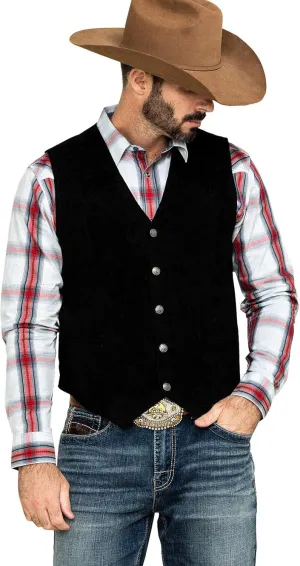 Men's Suede Vest Western Cowboy Jacket Summer Steampunk Waistcoat