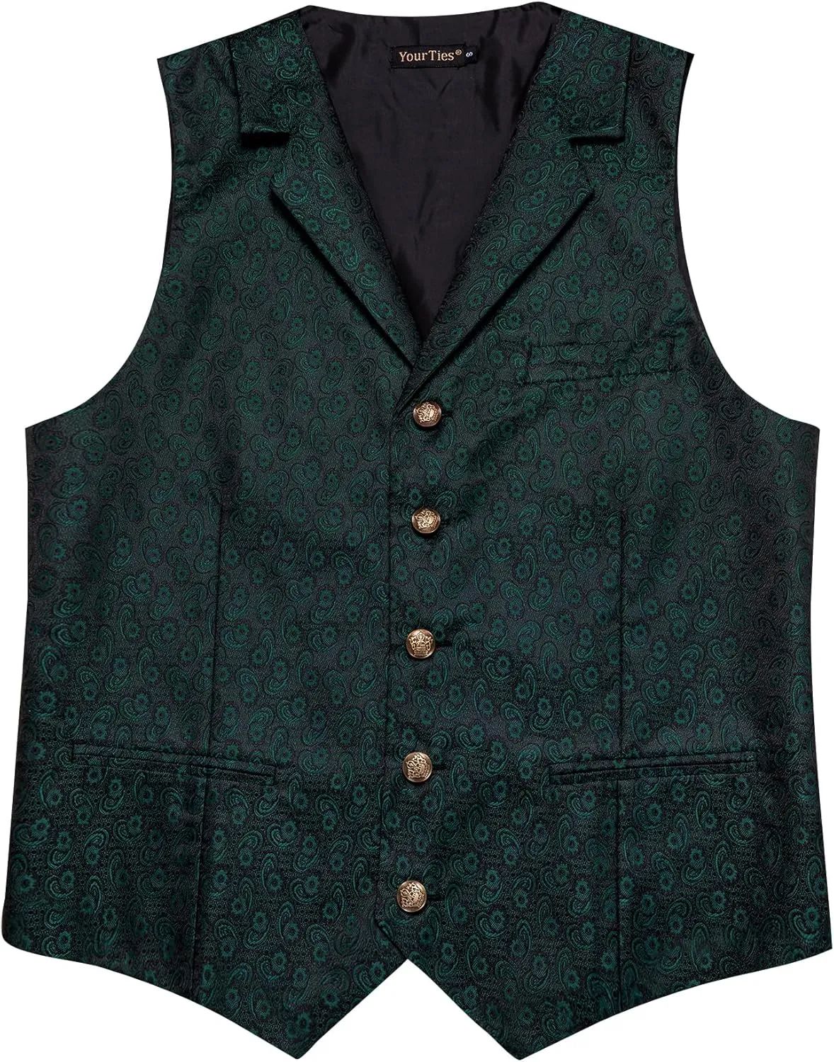 Mens Suit Vest 4PC Silk Paisley Vest with Necktie Pocket Square Cufflinks Formal Woven Waistcoat for Suit Tuxedo