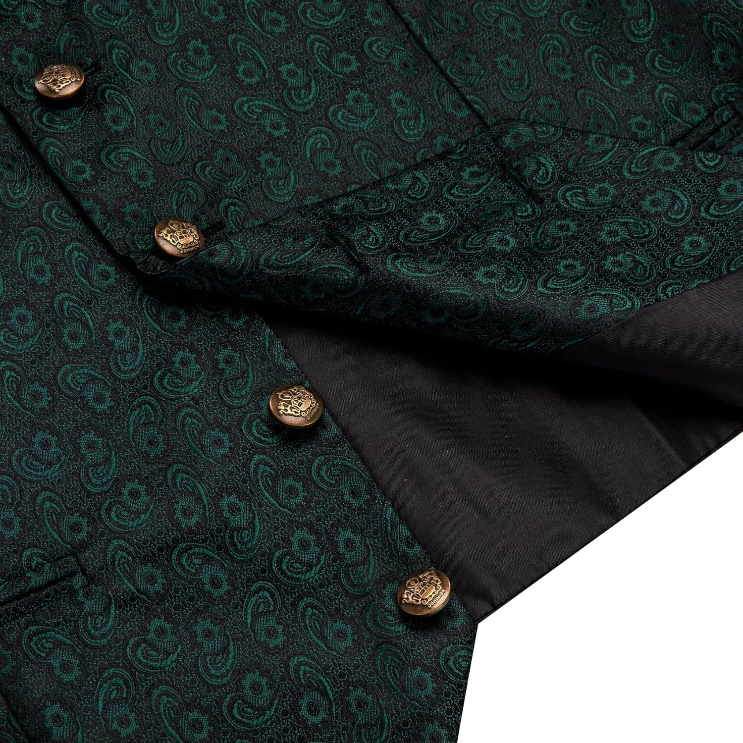 Mens Suit Vest 4PC Silk Paisley Vest with Necktie Pocket Square Cufflinks Formal Woven Waistcoat for Suit Tuxedo