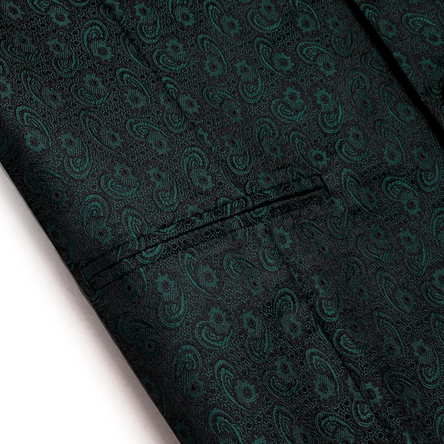 Mens Suit Vest 4PC Silk Paisley Vest with Necktie Pocket Square Cufflinks Formal Woven Waistcoat for Suit Tuxedo