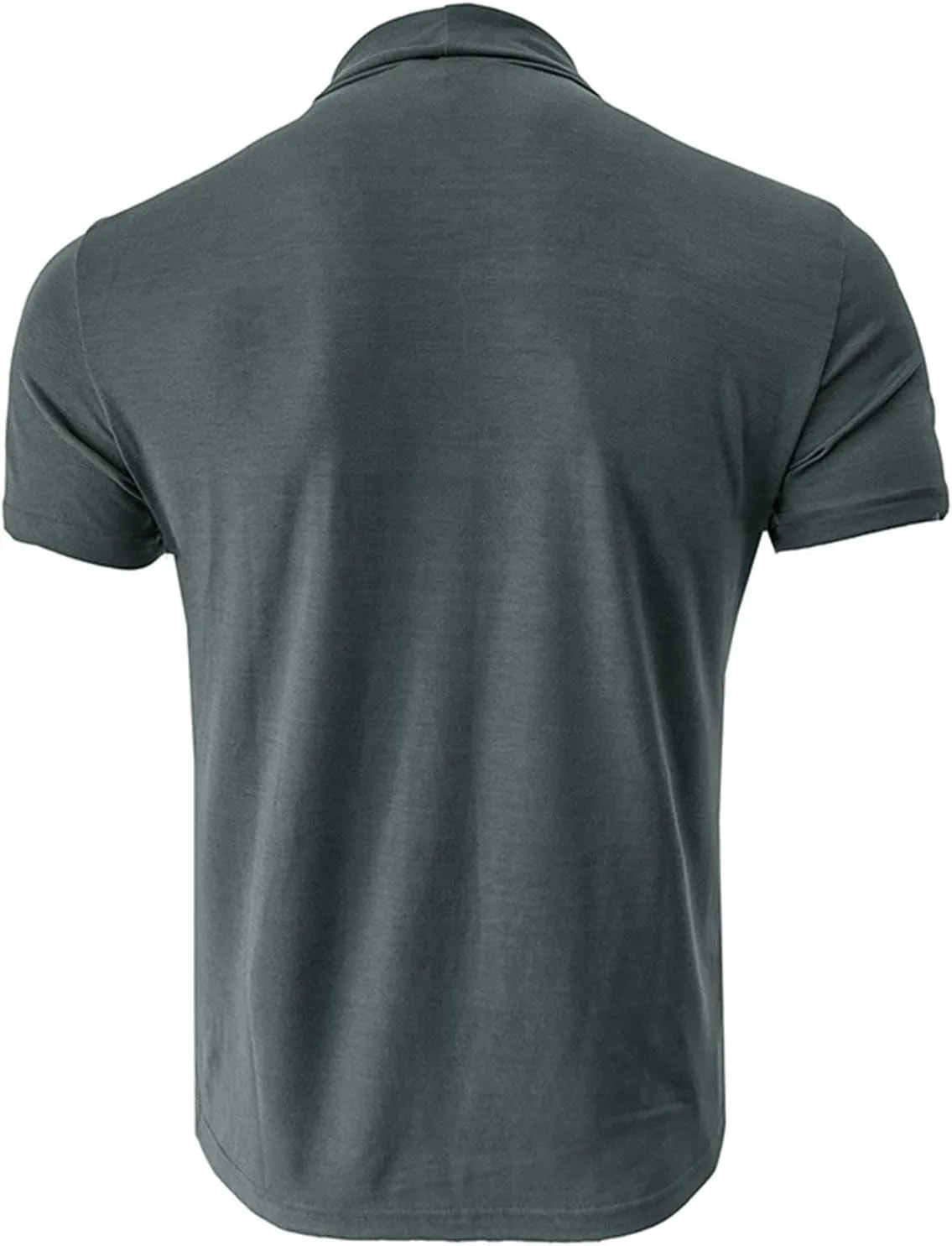 Mens T Shirt Short Sleeve Basic Turtleneck Slim Fit Undershirt Pullover Solid Sport Shirts Tops