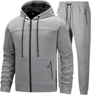 Mens Tracksuit 2 Piece Set Casual Sweatsuits Full Zip Track Suits Jogging Athletic Suit Sets