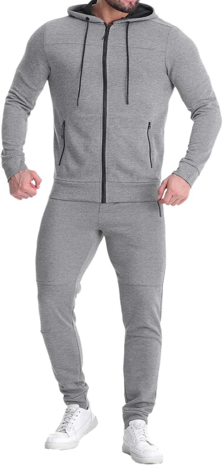 Mens Tracksuit 2 Piece Set Casual Sweatsuits Full Zip Track Suits Jogging Athletic Suit Sets