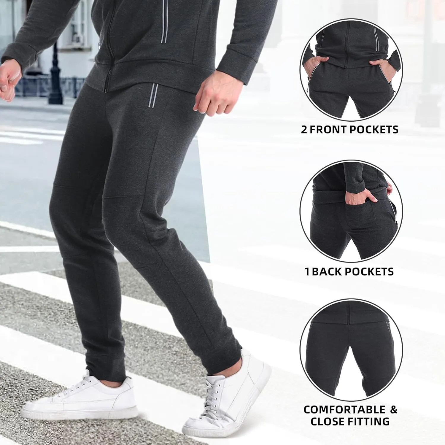 Mens Tracksuit 2 Piece Set Casual Sweatsuits Full Zip Track Suits Jogging Athletic Suit Sets