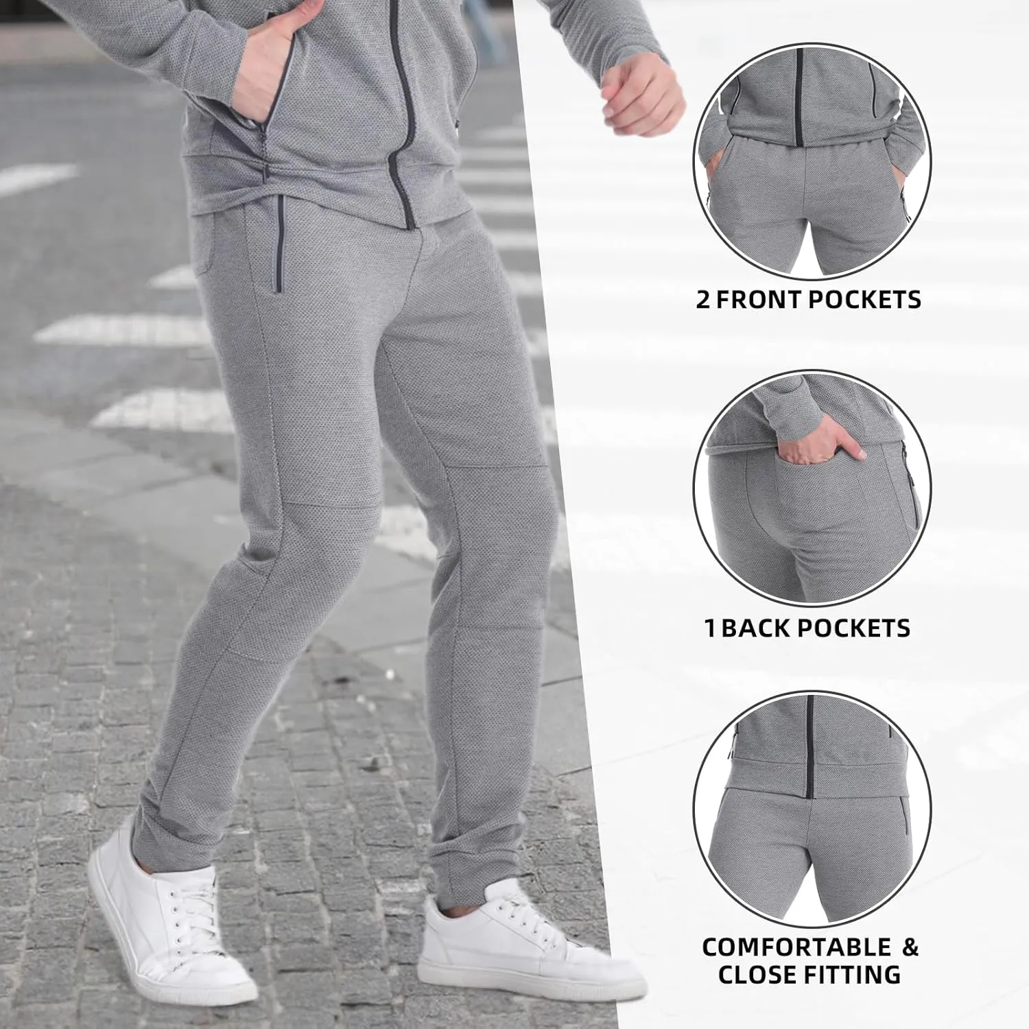 Mens Tracksuit 2 Piece Set Casual Sweatsuits Full Zip Track Suits Jogging Athletic Suit Sets