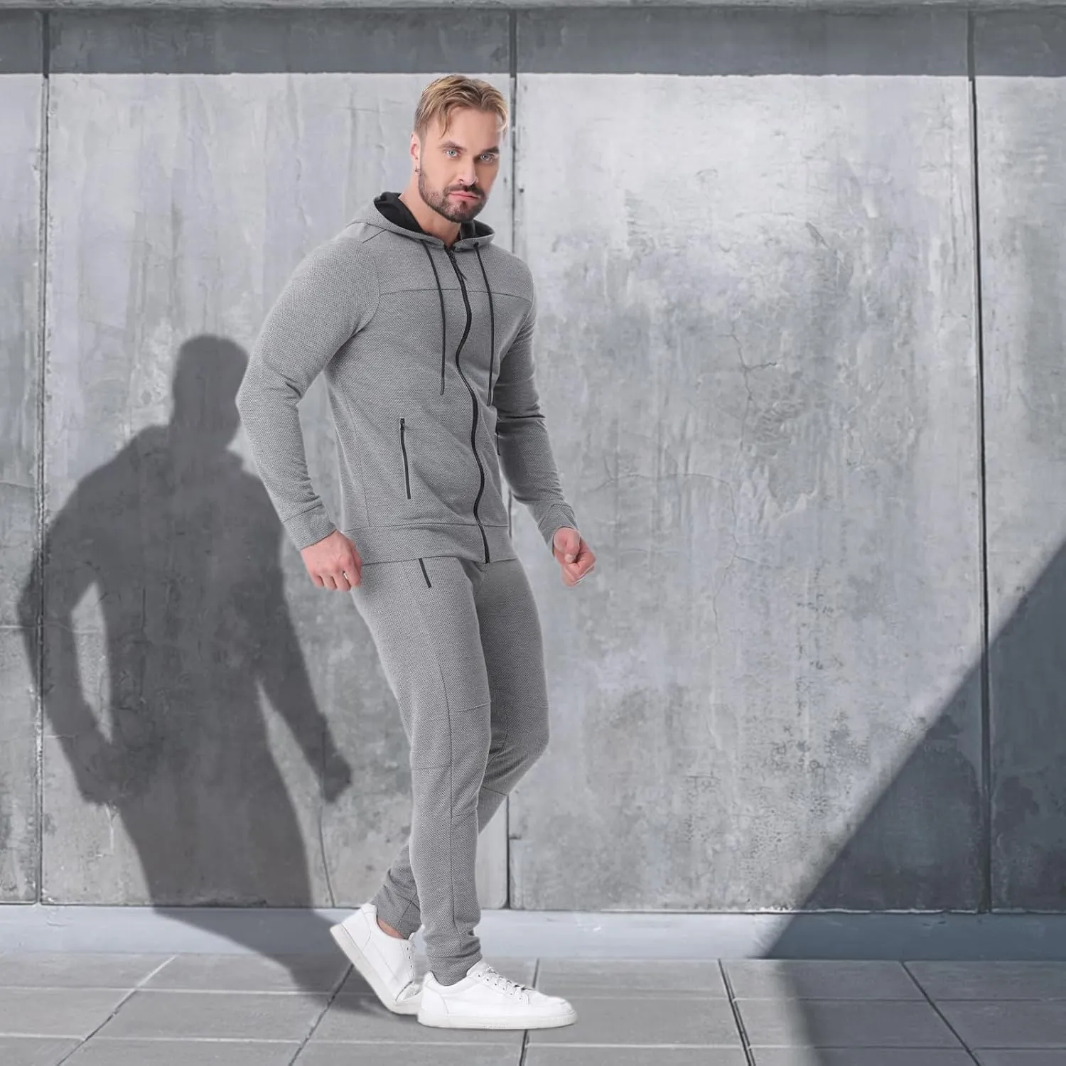 Mens Tracksuit 2 Piece Set Casual Sweatsuits Full Zip Track Suits Jogging Athletic Suit Sets