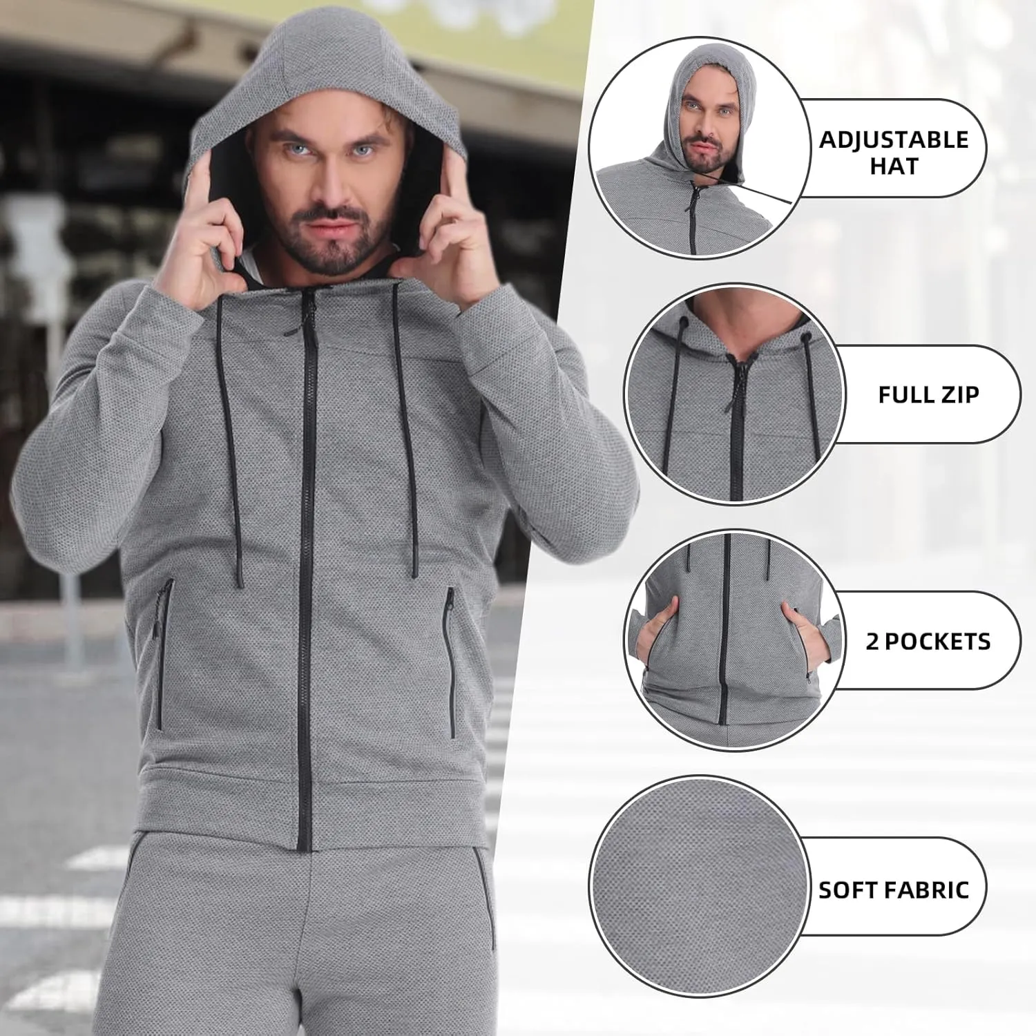 Mens Tracksuit 2 Piece Set Casual Sweatsuits Full Zip Track Suits Jogging Athletic Suit Sets