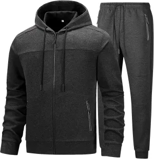 Mens Tracksuit 2 Piece Set Casual Sweatsuits Full Zip Track Suits Jogging Athletic Suit Sets