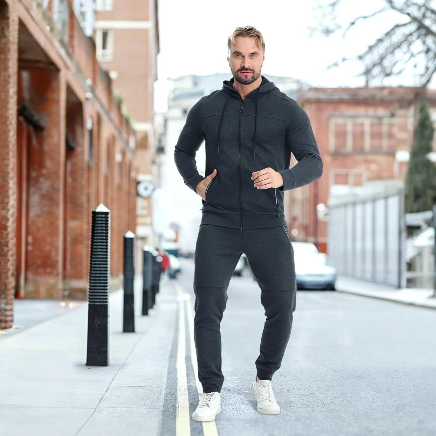 Mens Tracksuit 2 Piece Set Casual Sweatsuits Full Zip Track Suits Jogging Athletic Suit Sets