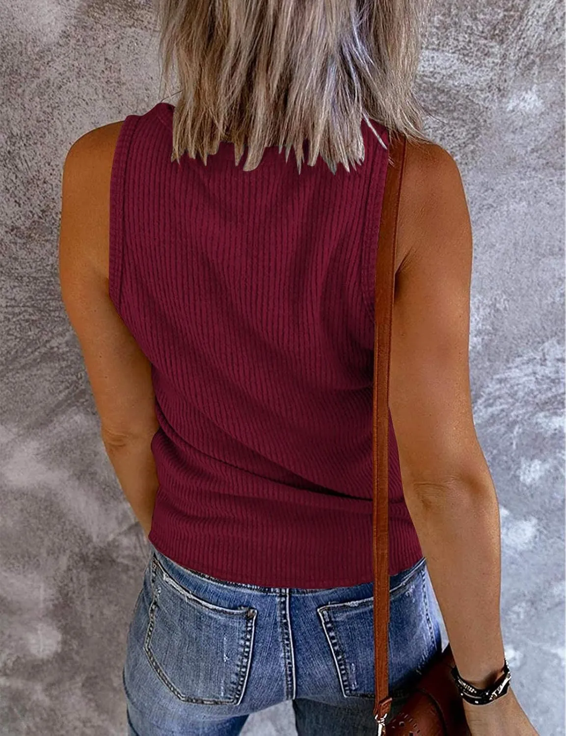 MEROKEETY Women's V Neck Tank Tops Summer Sleeveless Ribbed Button Casual Henley Shirts