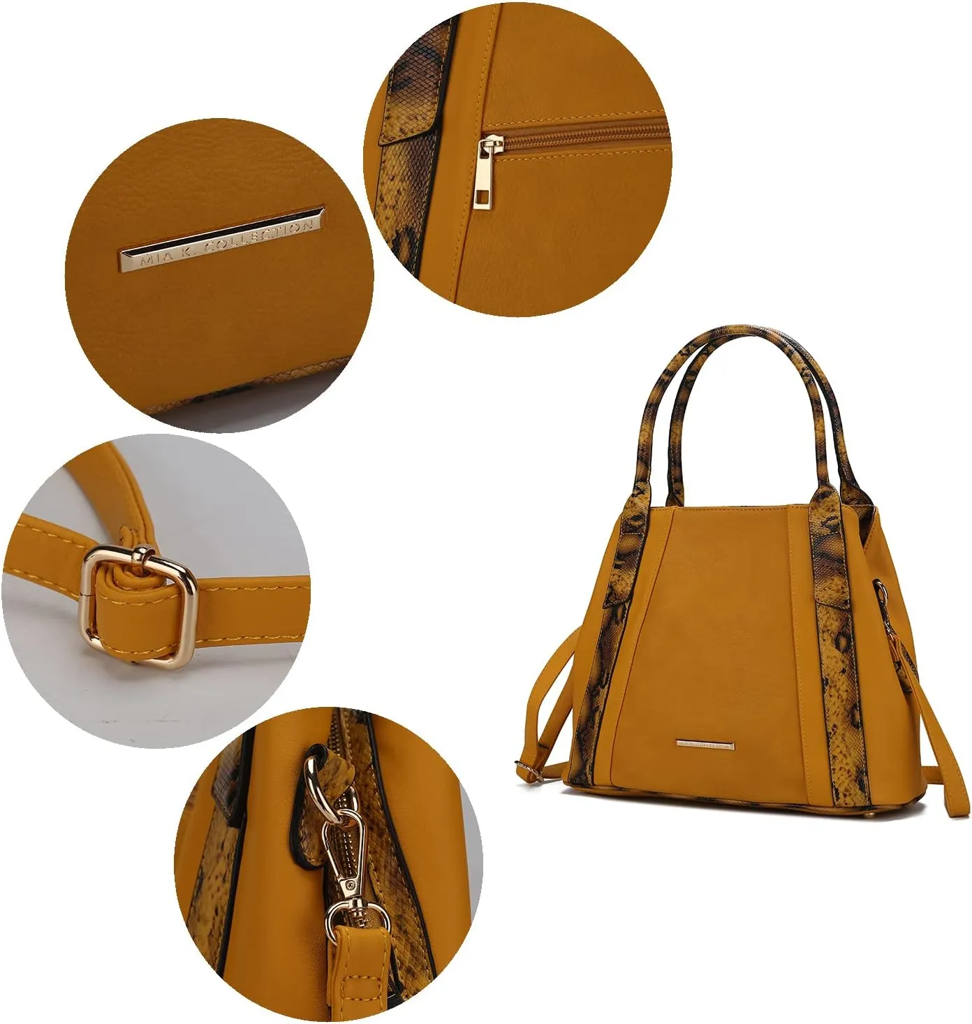 MKF Collection Tote Bag for Women Snake Embossed Vegan Leather Handbag, Lady Fashion Designer Crossover Hobo Purse