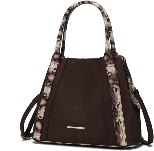 MKF Collection Tote Bag for Women Snake Embossed Vegan Leather Handbag, Lady Fashion Designer Crossover Hobo Purse