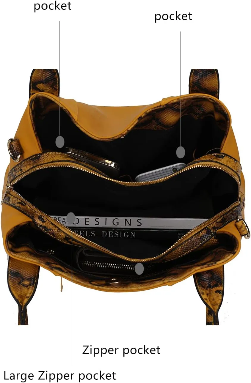 MKF Collection Tote Bag for Women Snake Embossed Vegan Leather Handbag, Lady Fashion Designer Crossover Hobo Purse