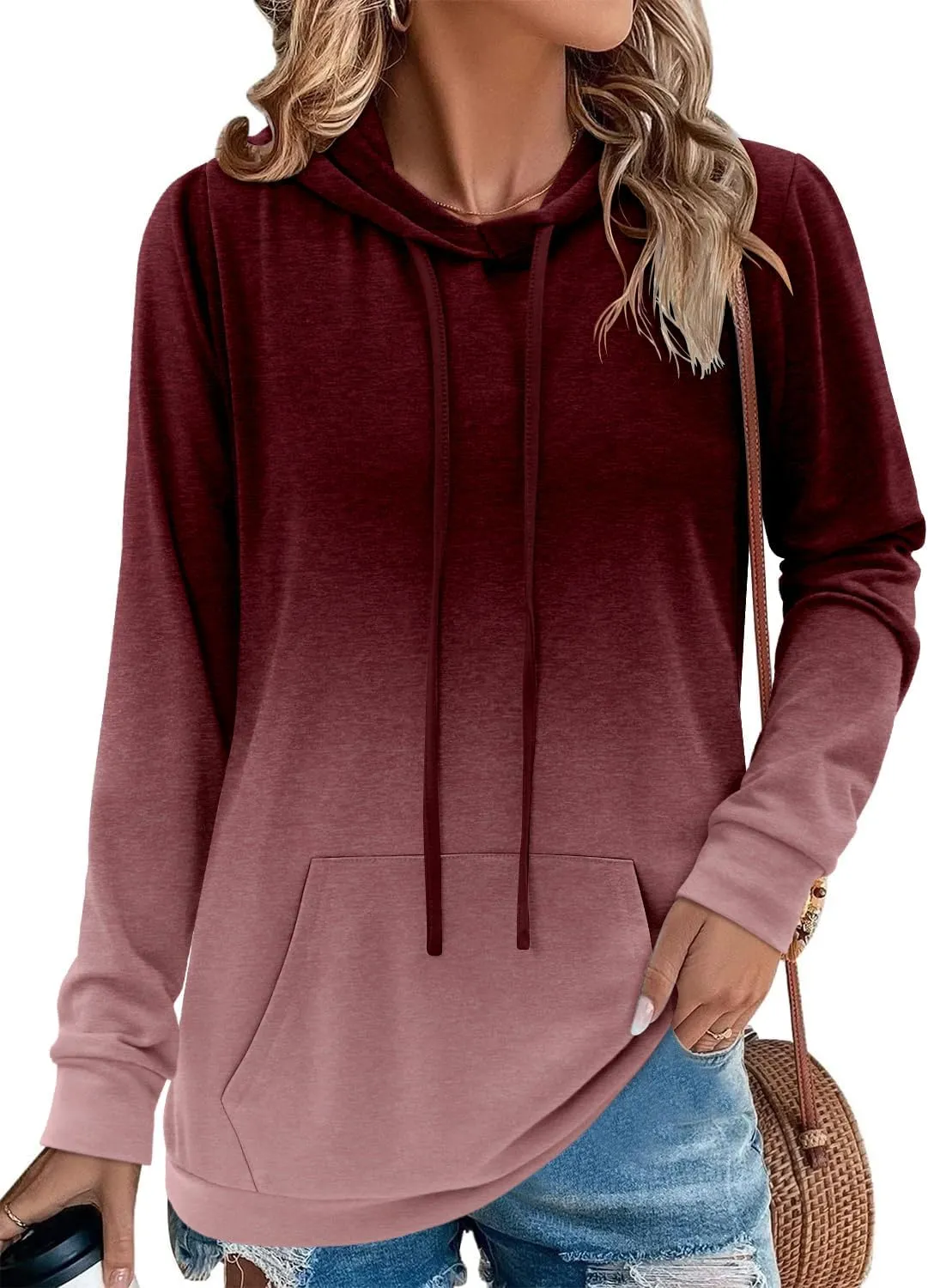 MODARANI Womens Pullover Hoodie Sweatshirts Casual Tunic Tops Kangaroo Pocket Shirts Tie Dye&Floral Print