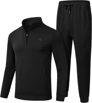 MoFiz Men's Tracksuit 2 Piece Sweatsuit Track Suit 1/4 Zip Long Sleeve Tops Jogging Pants Casual Outfits For Men