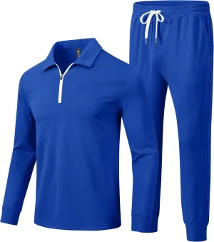MoFiz Men's Tracksuit 2 Piece Sweatsuit Track Suit 1/4 Zip Long Sleeve Tops Jogging Pants Casual Outfits For Men