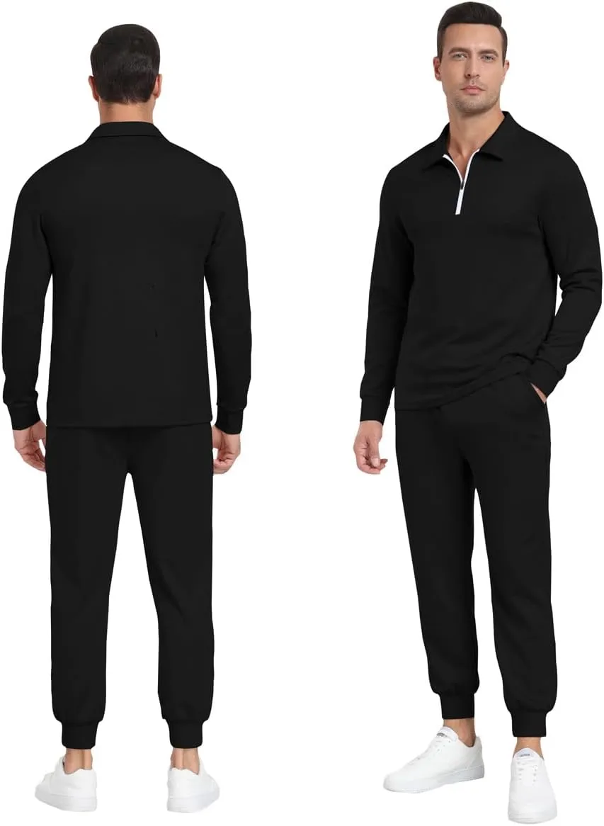 MoFiz Men's Tracksuit 2 Piece Sweatsuit Track Suit 1/4 Zip Long Sleeve Tops Jogging Pants Casual Outfits For Men
