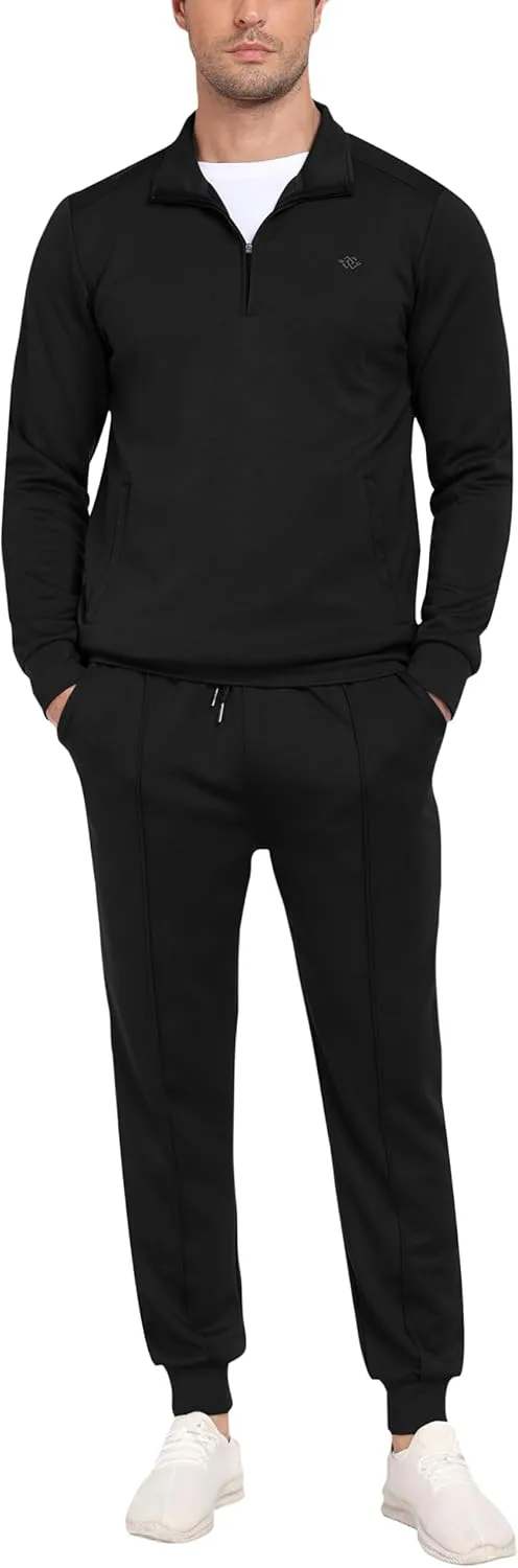 MoFiz Men's Tracksuit 2 Piece Sweatsuit Track Suit 1/4 Zip Long Sleeve Tops Jogging Pants Casual Outfits For Men