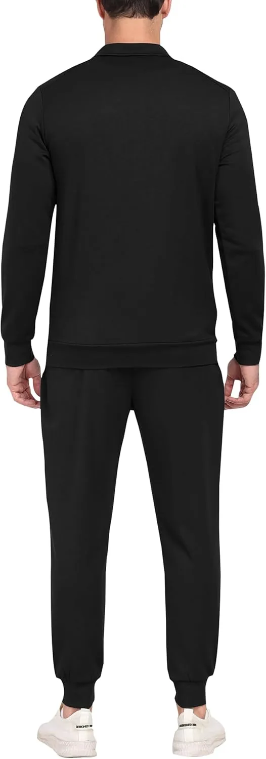 MoFiz Men's Tracksuit 2 Piece Sweatsuit Track Suit 1/4 Zip Long Sleeve Tops Jogging Pants Casual Outfits For Men