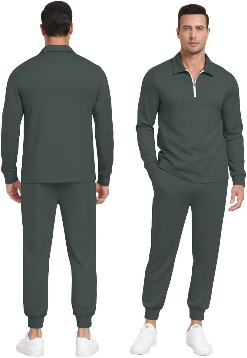 MoFiz Men's Tracksuit 2 Piece Sweatsuit Track Suit 1/4 Zip Long Sleeve Tops Jogging Pants Casual Outfits For Men