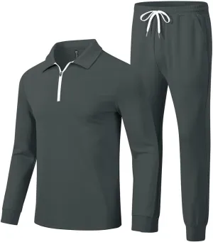 MoFiz Men's Tracksuit 2 Piece Sweatsuit Track Suit 1/4 Zip Long Sleeve Tops Jogging Pants Casual Outfits For Men