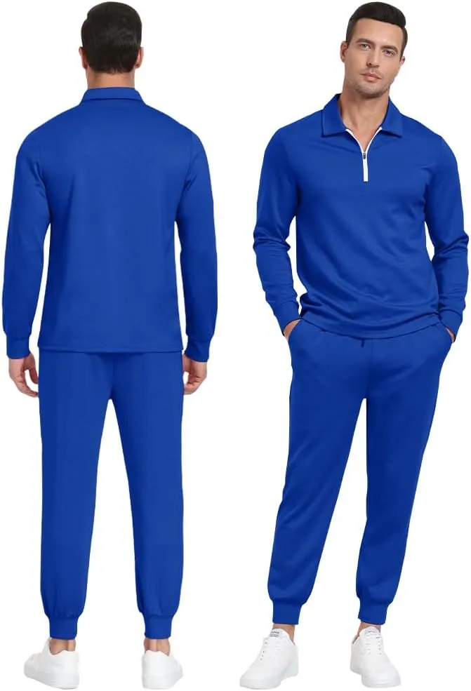 MoFiz Men's Tracksuit 2 Piece Sweatsuit Track Suit 1/4 Zip Long Sleeve Tops Jogging Pants Casual Outfits For Men