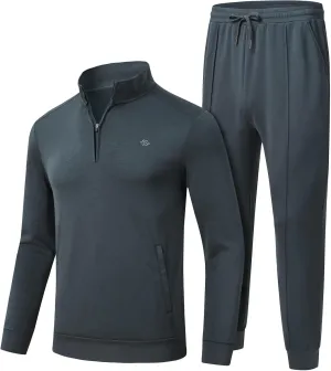 MoFiz Men's Tracksuit 2 Piece Sweatsuit Track Suit 1/4 Zip Long Sleeve Tops Jogging Pants Casual Outfits For Men