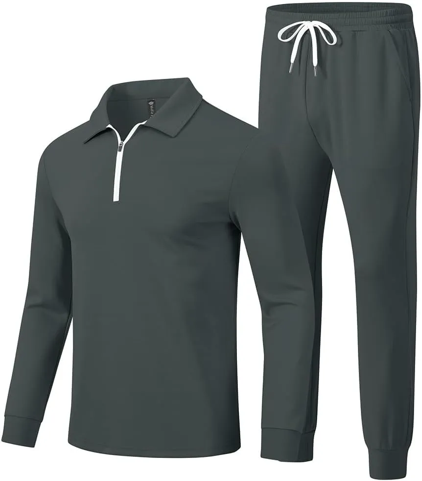 MoFiz Men's Tracksuit 2 Piece Sweatsuit Track Suit 1/4 Zip Long Sleeve Tops Jogging Pants Casual Outfits For Men