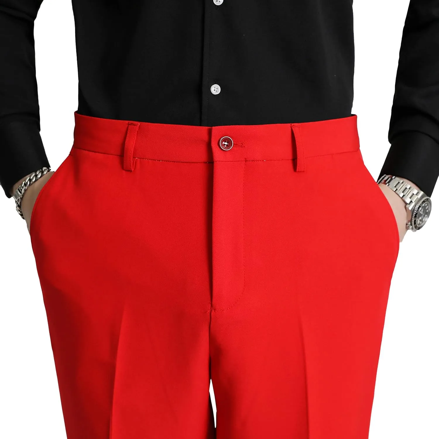 MOGU Ankle-Length Dress Pants for Men Slim Fit Cropped Trousers