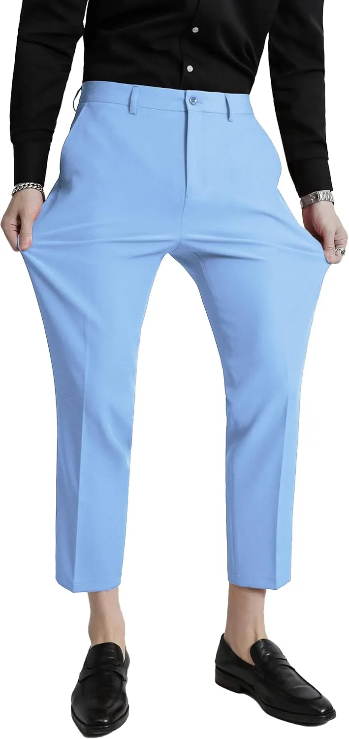 MOGU Ankle-Length Dress Pants for Men Slim Fit Cropped Trousers