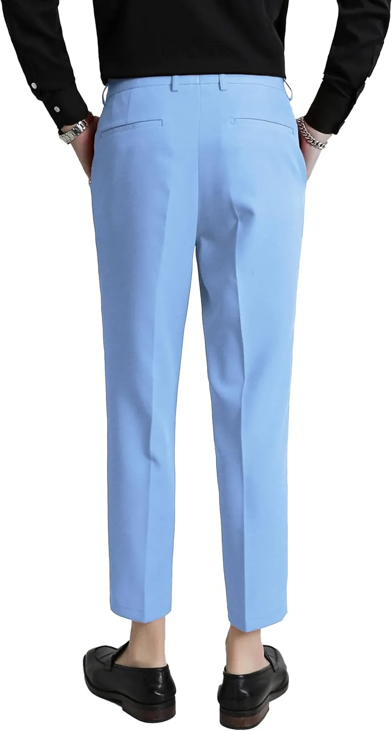 MOGU Ankle-Length Dress Pants for Men Slim Fit Cropped Trousers