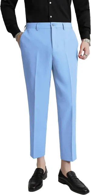 MOGU Ankle-Length Dress Pants for Men Slim Fit Cropped Trousers