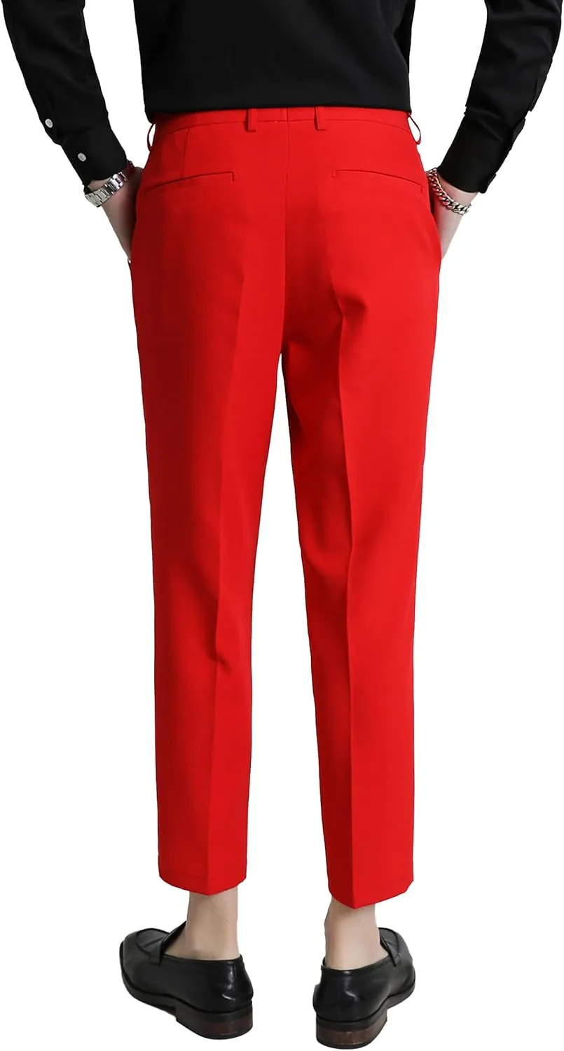 MOGU Ankle-Length Dress Pants for Men Slim Fit Cropped Trousers
