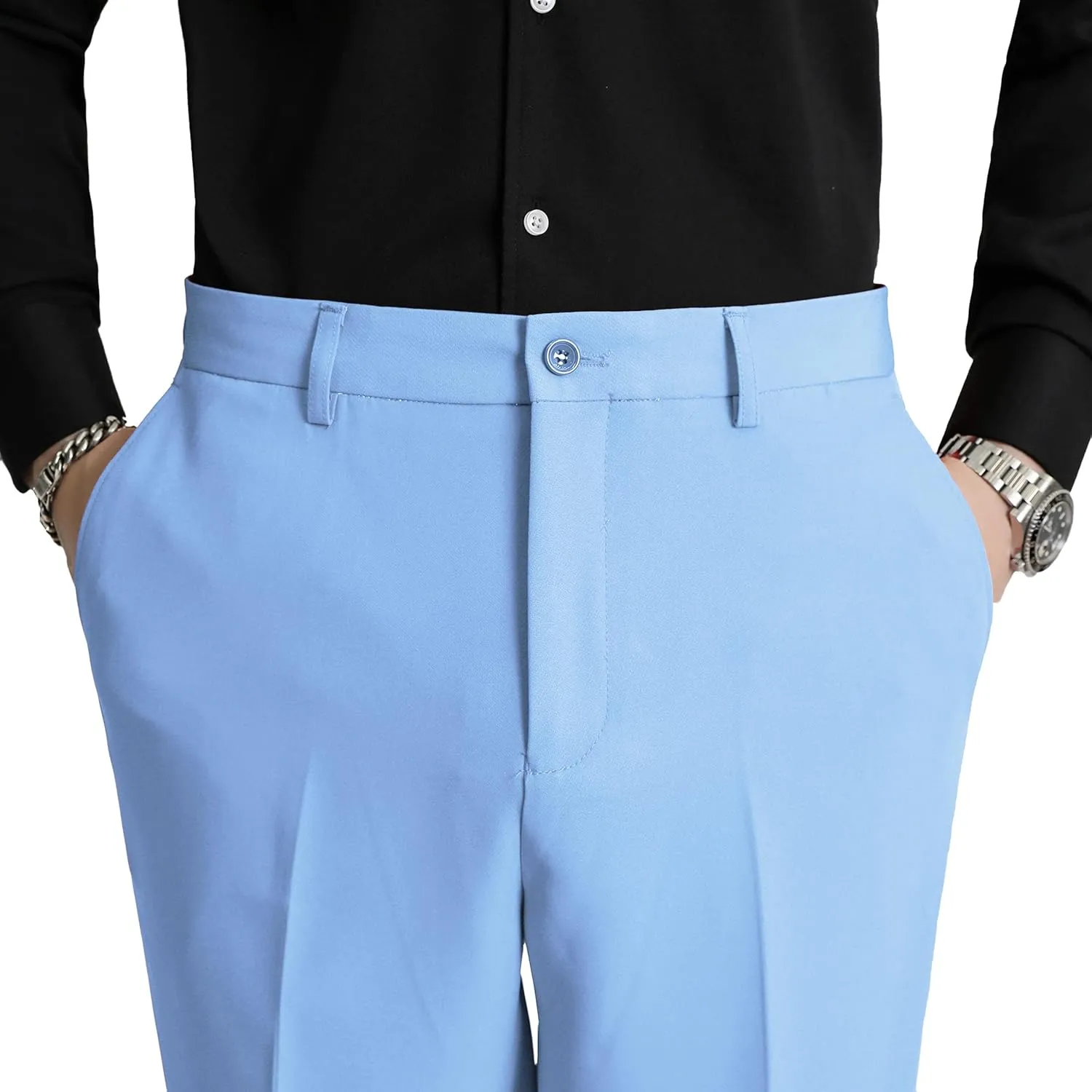 MOGU Ankle-Length Dress Pants for Men Slim Fit Cropped Trousers