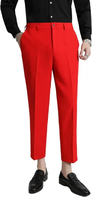 MOGU Ankle-Length Dress Pants for Men Slim Fit Cropped Trousers