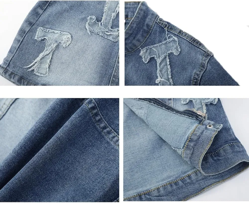 Molilove 2 Piece Denim Skirt Jacket Set Women Zipper Jacket Top Elastic Waist Skirt with Pockets Sweatsuit Tracksuit Sets