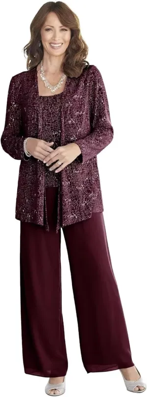 Mother of The Bride Pant Suits Grandmother Groom Dresses Women's Outfit Chiffon Lace Jumpsuit