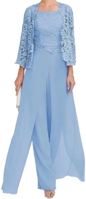Mother of The Bride Pants Suits 3 Pieces Outfit Set Evening Gowns for Women Mother of The Groom Dresses LS40