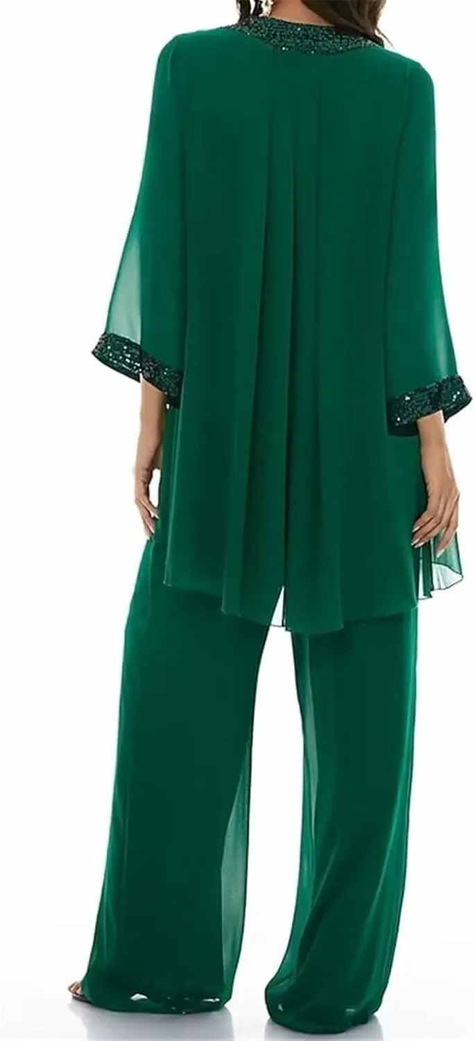 Mother of The Bride Pantsuit for Wedding Chiffon Jumpsuit Dressy Women's Dresses Formal Outfit
