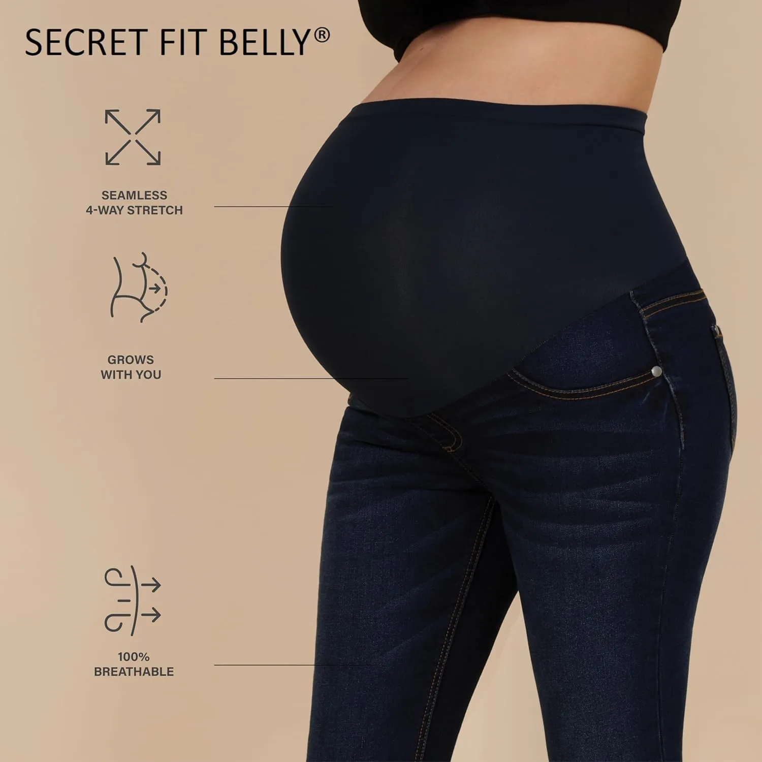 Motherhood Maternity Women's Secret Fit Over The Belly Skinny Ankle Pregnancy Jeans