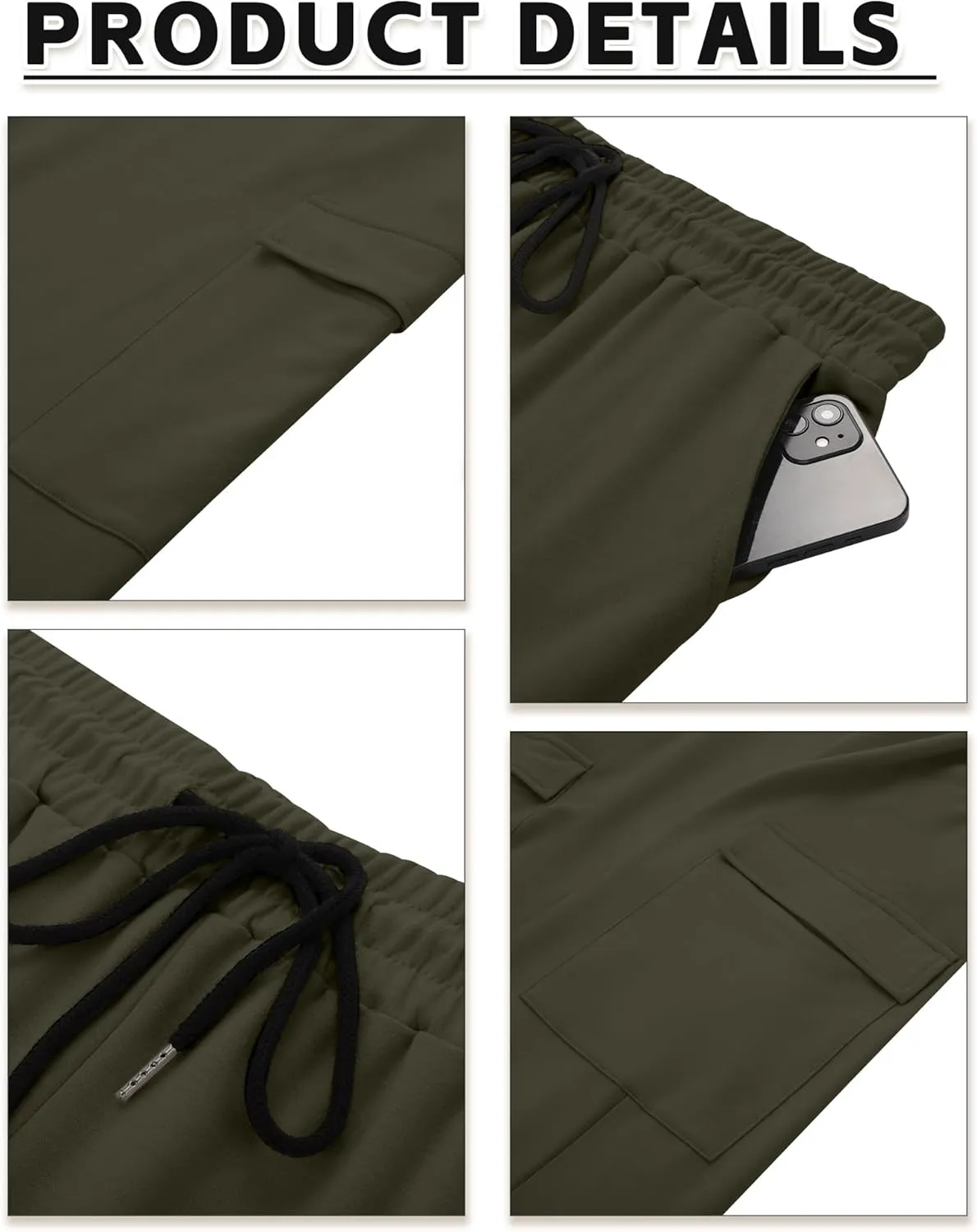 Neer 3 Pack Men's Cargo Sweatpants Baggy Open Bottom Straight Leg Drawstring Joggers Casual Lounge Pants with Pockets