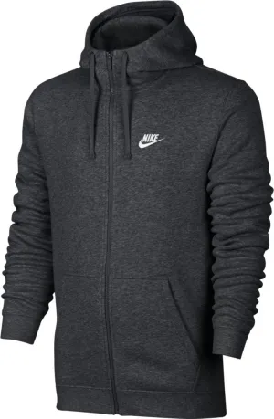 Nike Men's Sportswear Full Zip Club Hoodie, Charcoal Heather/Charcoal Heather/White, Medium