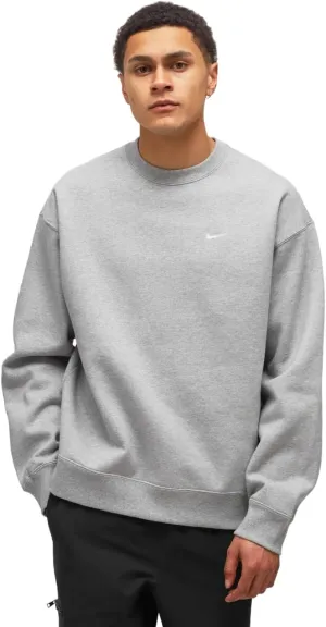 Nike Solo Swoosh Men's Fleece Crew (DX1361-063, Dark Grey Heather/White)