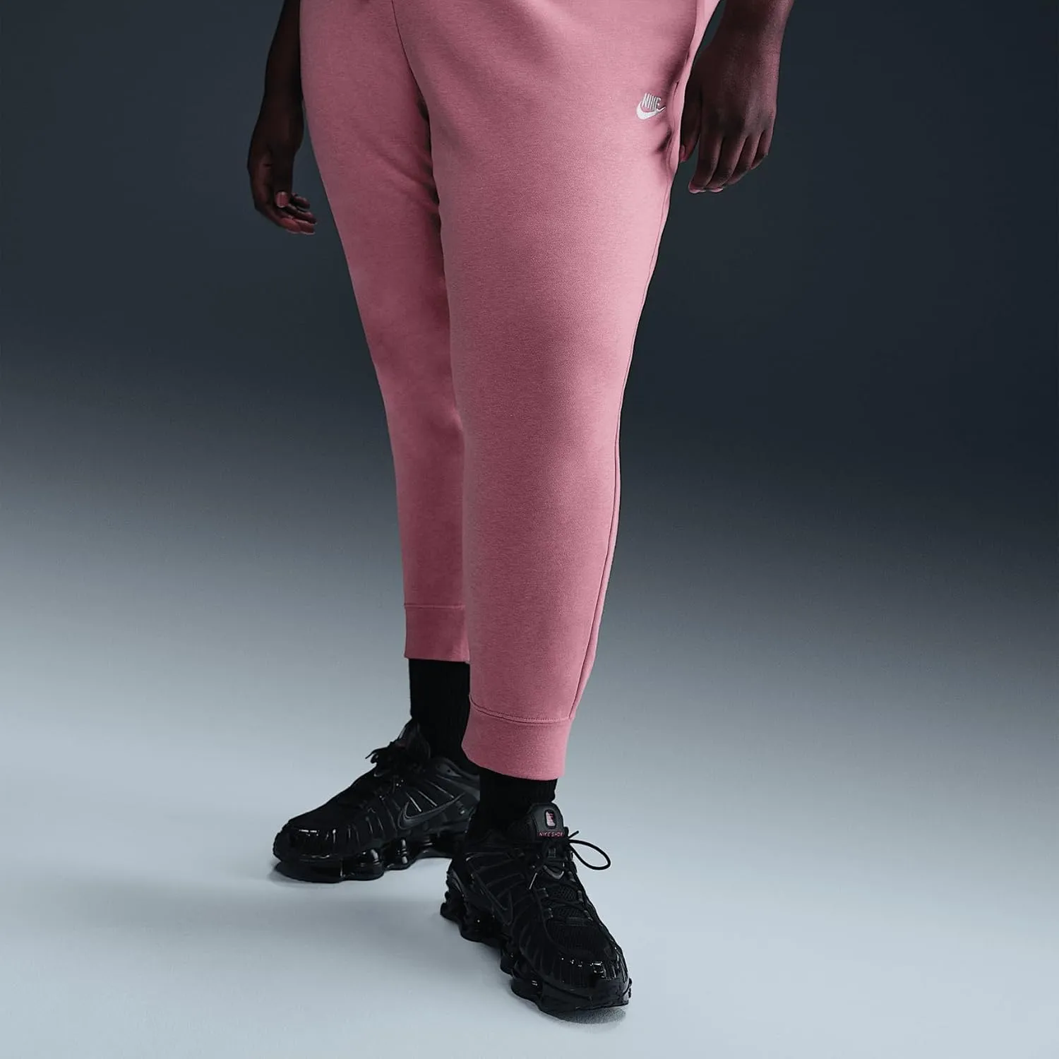 Nike Sportswear Club Fleece Women's Mid-Rise Joggers (Plus Size) (DV5085-699, Elemental Pink/Heather/White)