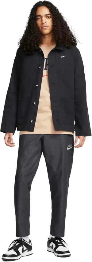 Nike Sportswear Life Men's Unlined Chore Jacket (US, Alpha, Large, Regular, Regular, Black/White)