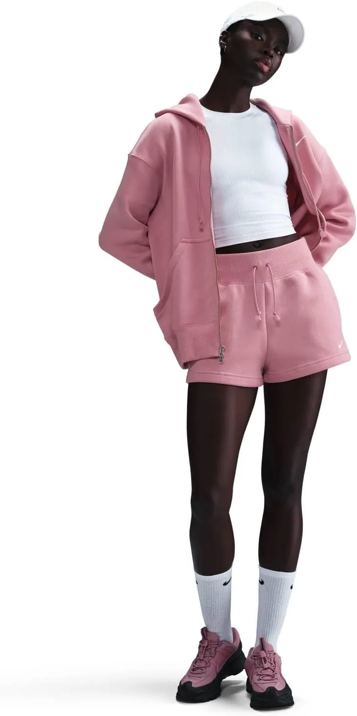Nike Sportswear Phoenix Fleece Women's High-Waisted Loose Shorts (Elemental Pink/Sail, FD1409-699)