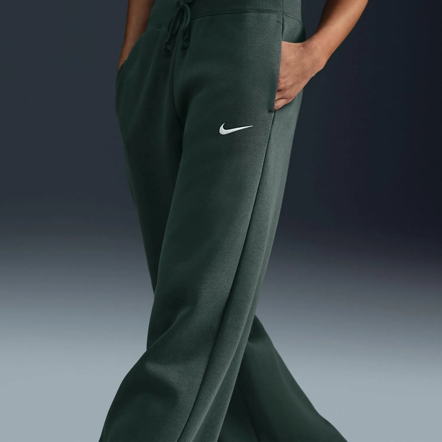 Nike Sportswear Phoenix Fleece Women's High-Waisted Wide-Leg Sweatpants (DQ5615-338, Vintage Green/Sail)
