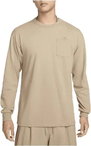 Nike Sportswear Premium Essentials Men's Long-Sleeve Pocket T-Shirt (Khaki, DR7929-247) Size Small