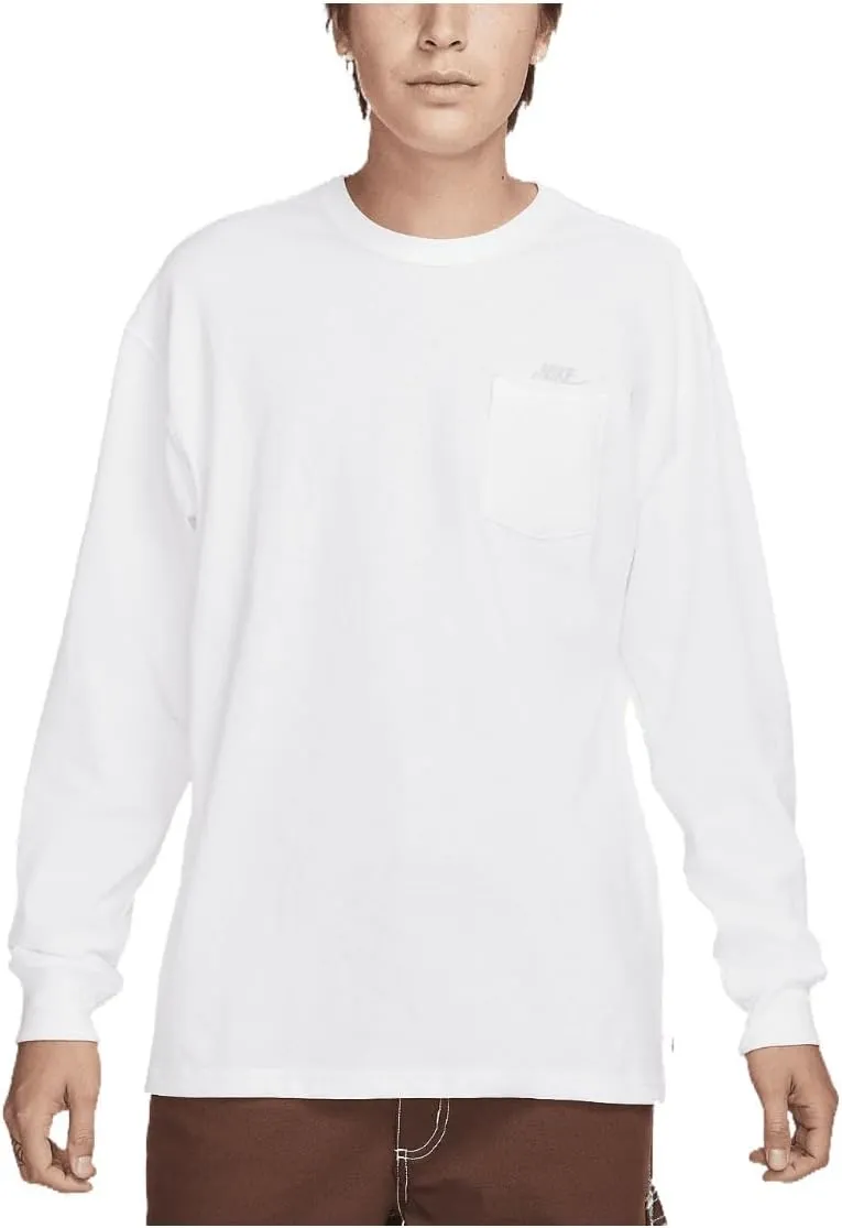 Nike Sportswear Premium Essentials Men's Long-Sleeve Pocket T-Shirt (White, DR7929-101) Size XX-Large